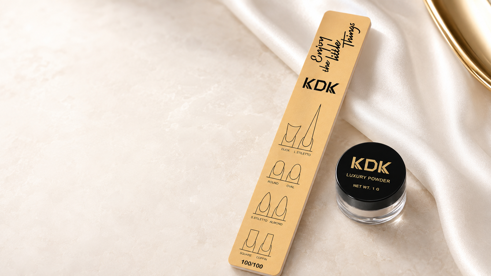 KDK Clear Chrome Luxury Powder and 100/100 washable nail file